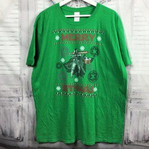 Merry Sithmas Star Wars Christmas Green Tee Shirt XL